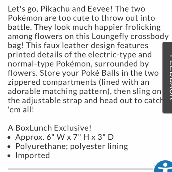 Loungefly Pokémon Pikachu & Eevee Floral Crossbody Bag - Picture 5 of 9